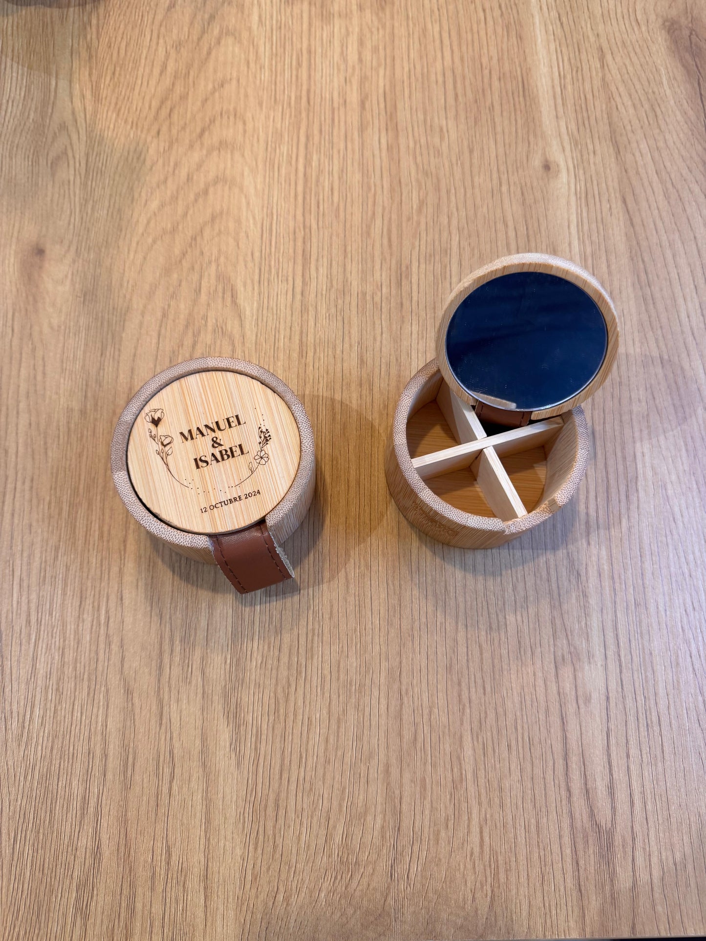 Joyero con espejo y compartimentos personalizado – Detalle para boda