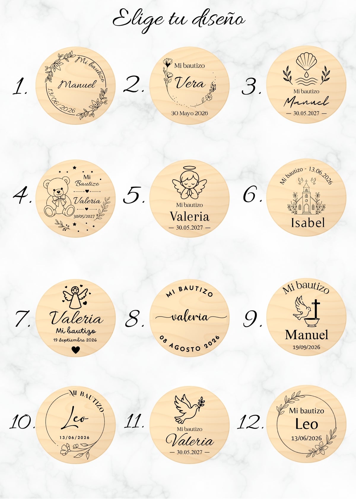 Set de costura de bambú personalizado con espejo | Detalle de bautizo para invitados