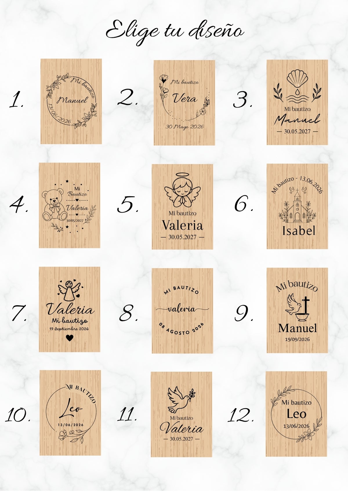Abridor y afilador 2 en 1 de bambú personalizado | Detalle de bautizo para invitados