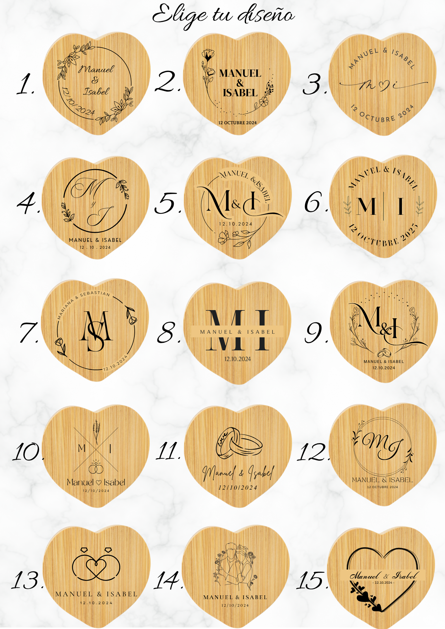 Abridor de madera con forma de corazón – Detalle de boda personalizado