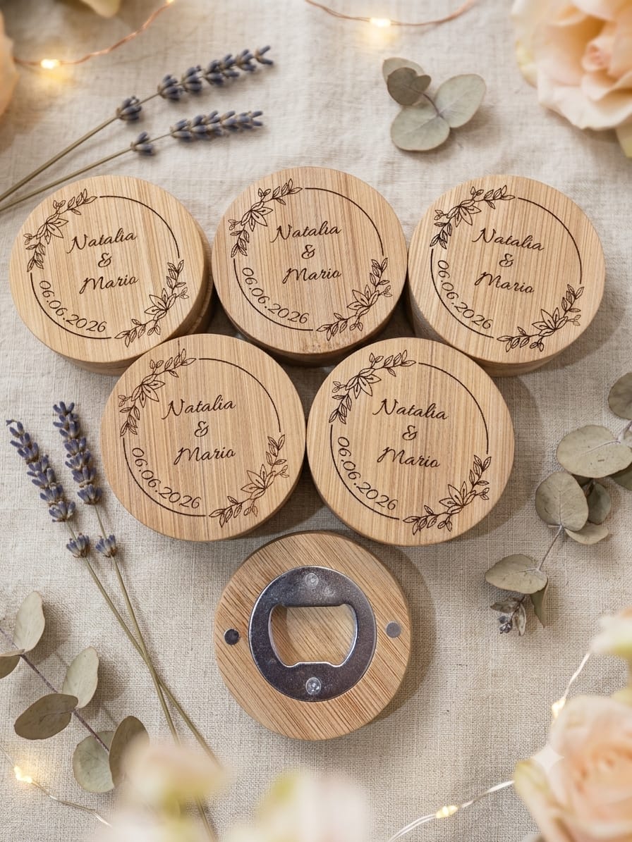 Abridor con imán personalizado para boda – Detalle para invitados