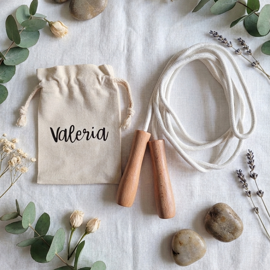 Comba de Algodón con Mangos de Madera Personalizada · Detalle Infantil para Bodas, Comuniones y Bautizos