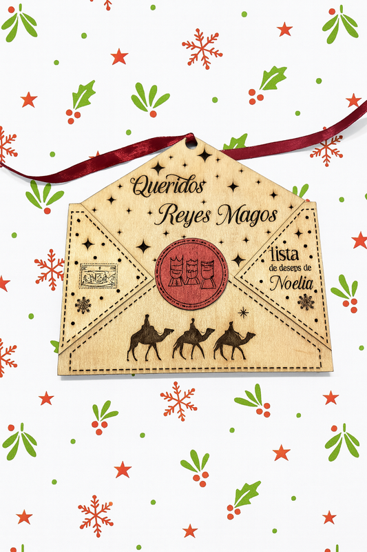 Sobre de Madera Personalizado para la Carta de los Reyes Magos