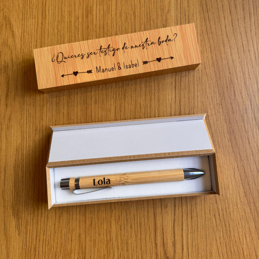 Estuche con Bolígrafo Personalizado para Testigo de Boda
