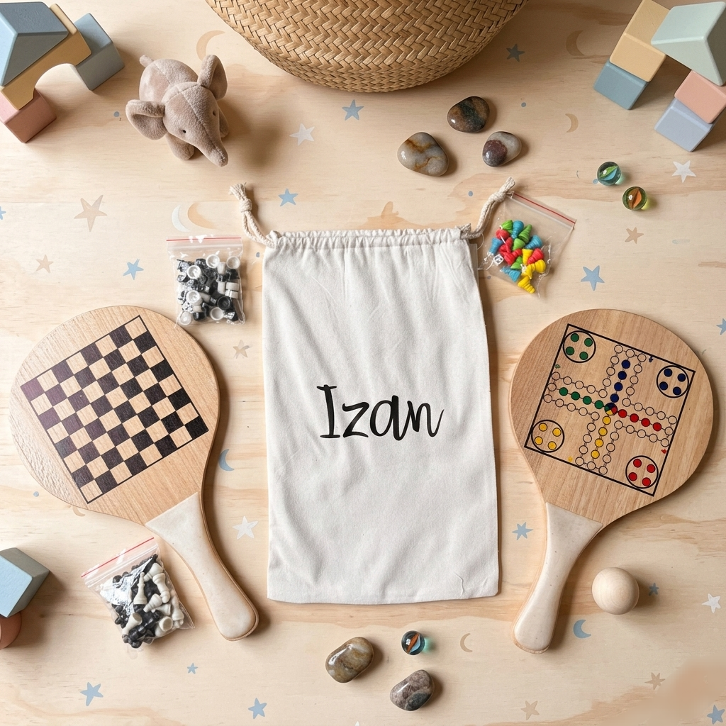 Juego de Palas Multijuego Personalizado de Madera · Detalle Infantil para Bodas, Comuniones y Bautizos