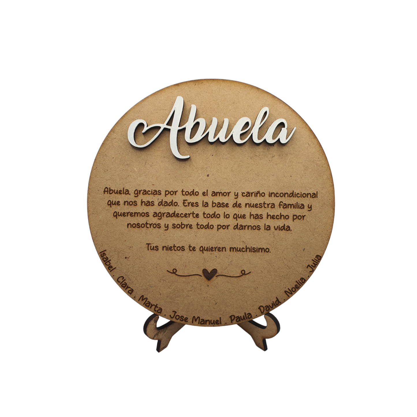 PLACA DE MADERA CON DEDICATORIA