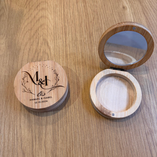 Joyero de madera con espejo personalizado – Detalle para boda