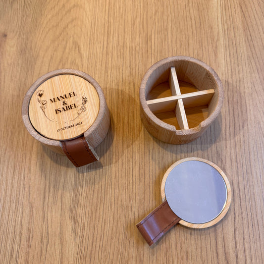 Joyero con espejo y compartimentos personalizado – Detalle para boda