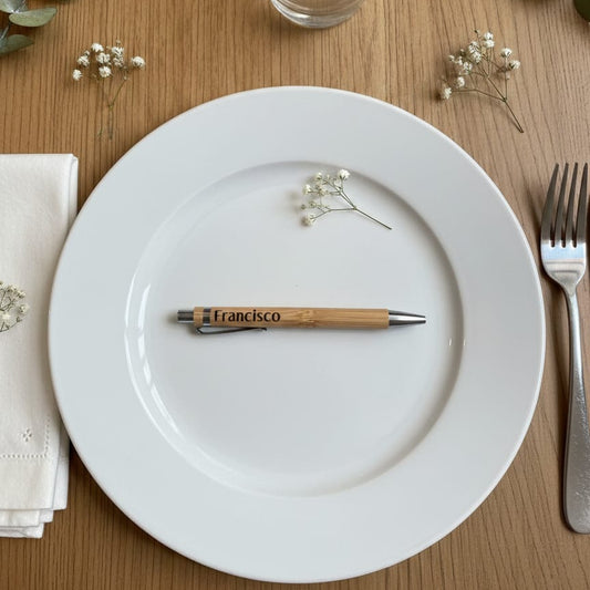 Bolígrafo de Bambú Personalizado Marcasitios | Detalle de Boda Útil y Sostenible