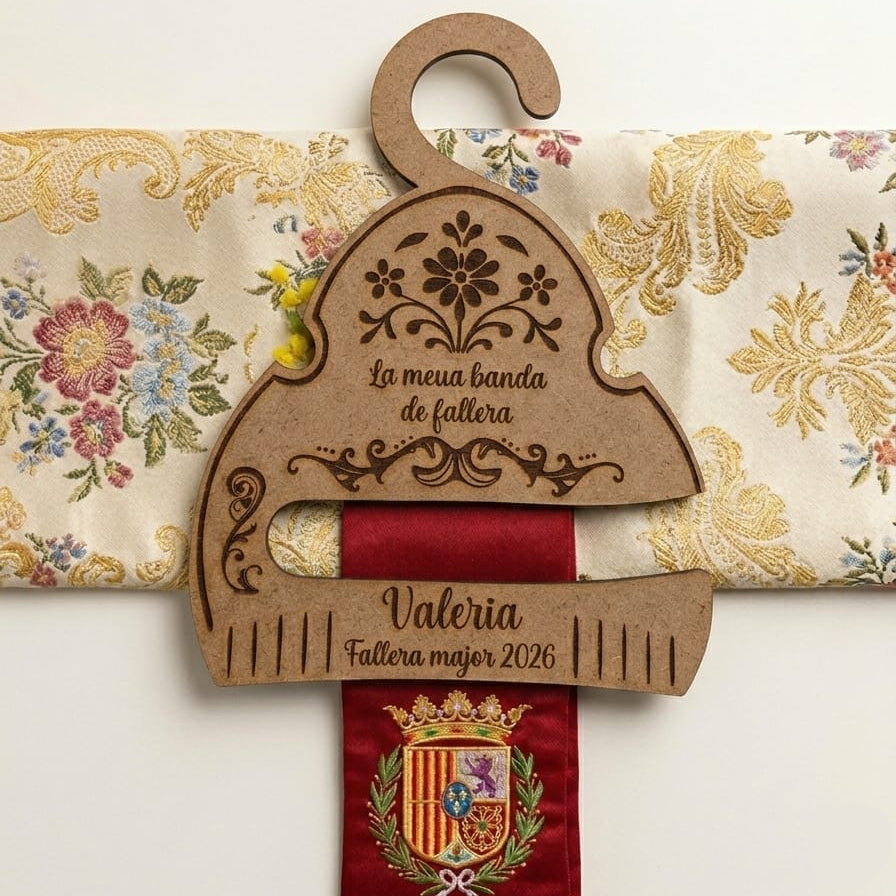 Percha para Banda Fallera Personalizada en Madera | Colgador "La meua banda"