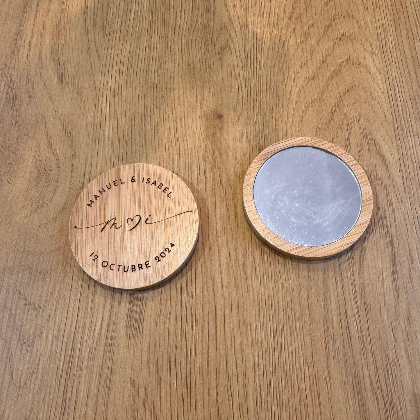 Espejo de madera personalizado para boda – Detalle para invitados