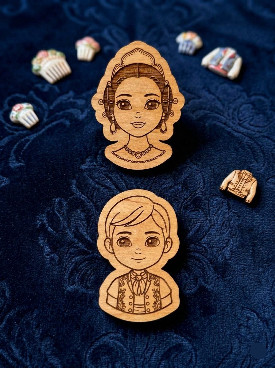 Sujeta Pañuelos Fallero de Madera | Elige Diseño Fallera o Fallero