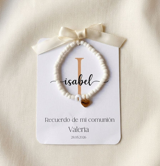 Pulsera Personalizada con Inicial y Corazón Dorado · Detalle para Invitadas de Comunión