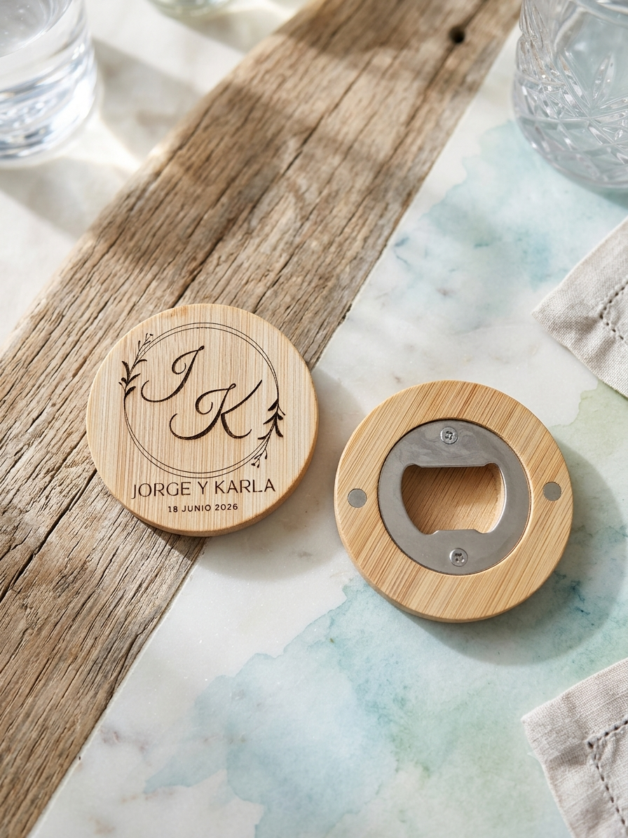 Abridor con imán personalizado para boda – Detalle para invitados