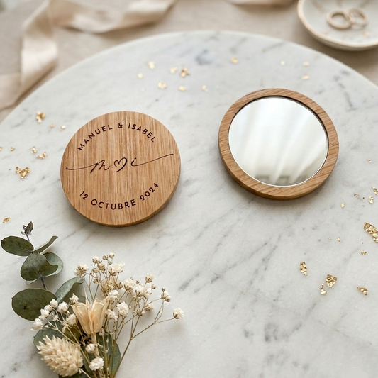 Espejo de madera personalizado para boda – Detalle para invitados