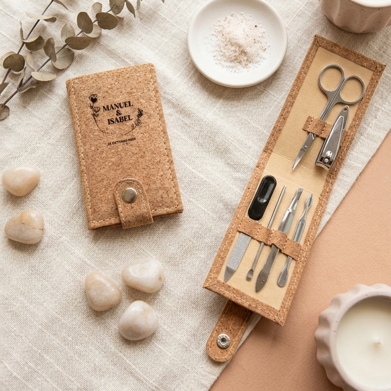 Set de manicura de corcho personalizado – Detalle de boda ecológico