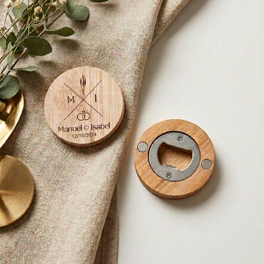 Abridor con imán personalizado para boda – Detalle para invitados