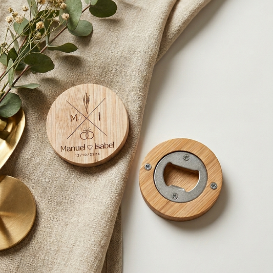 Abridor con imán personalizado para boda – Detalle para invitados