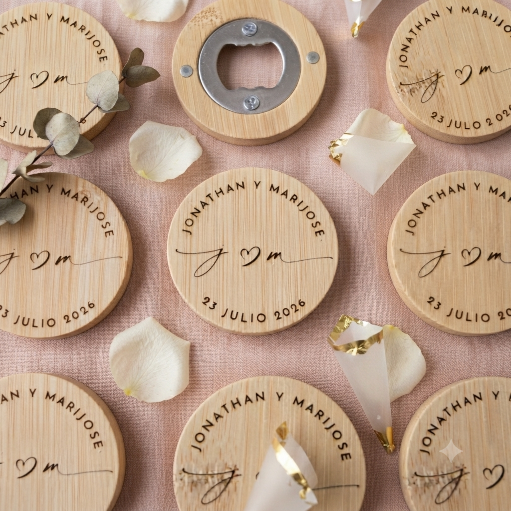 Abridor con imán personalizado para boda – Detalle para invitados