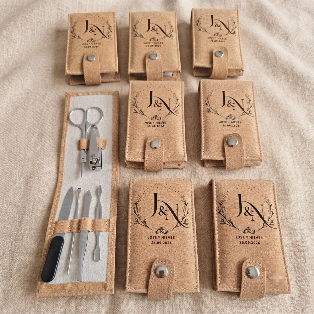 Set de manicura de corcho personalizado – Detalle de boda ecológico