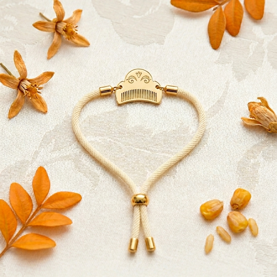 Pulsera Fallera Peineta de Metacrilato Dorado | Detalle Ajustable para Fallas