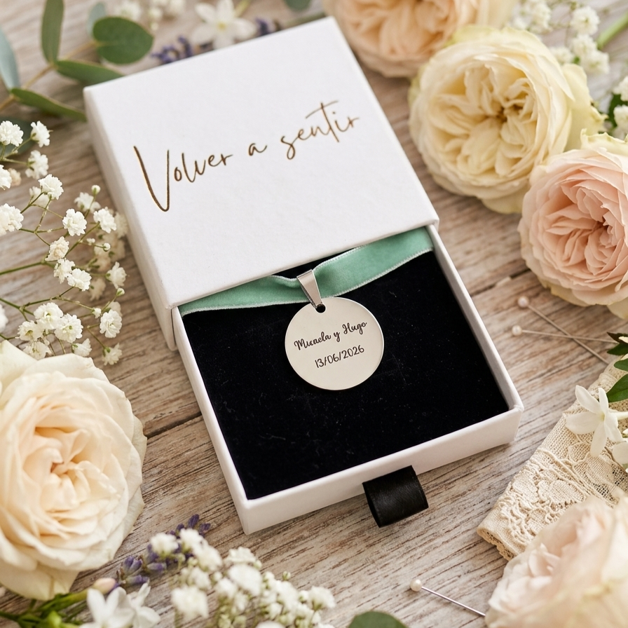 MEDALLA RAMO DE NOVIA PERSONALIZADA