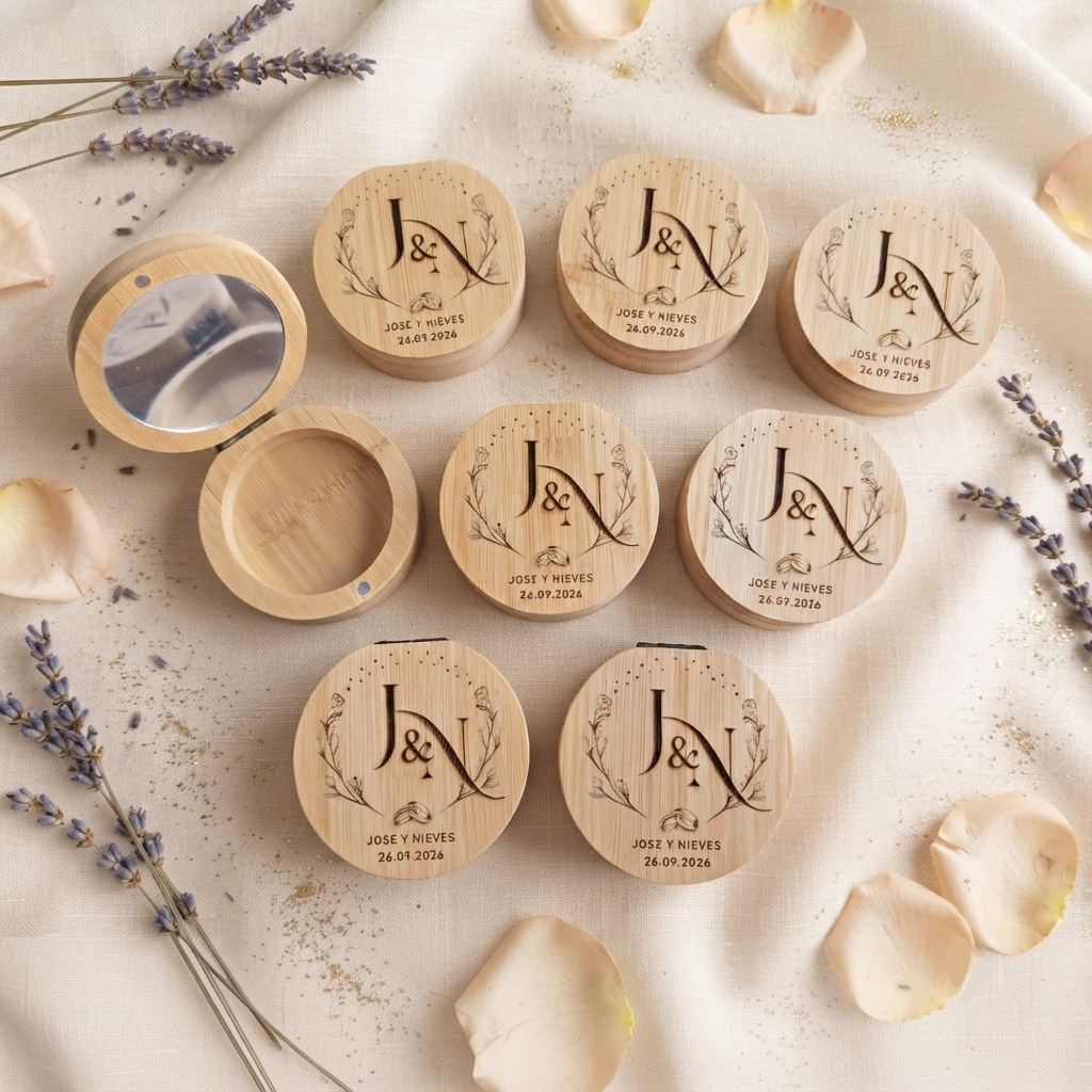 Joyero de madera con espejo personalizado – Detalle para boda