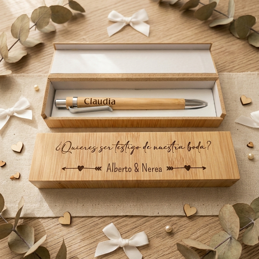 Estuche con Bolígrafo Personalizado para Testigo de Boda